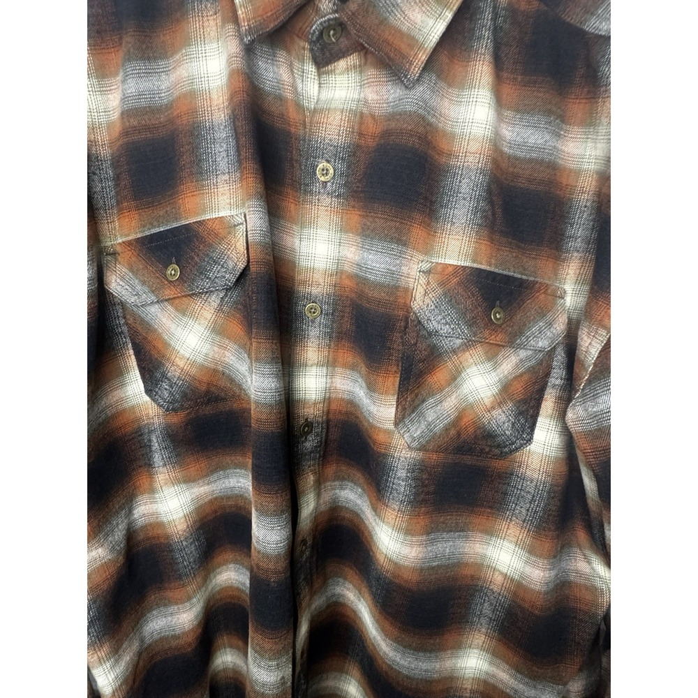 Kuhl Plaid Flannel Shirt Mens Brown Orange Outdoor Hiking Gorpcore Heavy Cotton - Picture 3 of 9